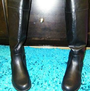 Black Knee High Boots Bows